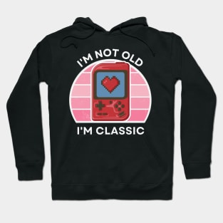 I'm not old, I'm Classic | Handheld Console | Retro Hardware | Vintage Sunset | Gamer girl | '80s '90s Video Gaming Hoodie